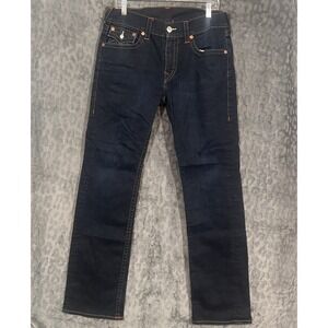 True Religion Men's World Tour Section Straight Jeans Navy Blue Size 34